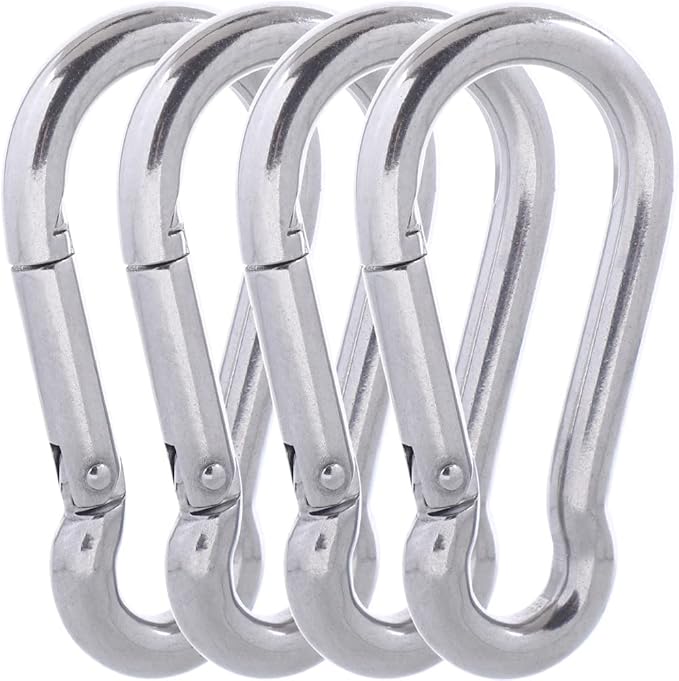 Carabiner Clips, 316 Stainless Steel Carabiner Clip, Heavy Duty Carabiner Hooks, Keychain Carabiners, Multi-Purpose Spring Snap Hook for Dog Leash, Outdoor Camping, Swing, Hammock