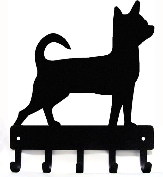 Chihuahua - Key Holder & Dog Leash Hanger for Wall - Large 9 inch Wide with 5 Hooks - Made in USA