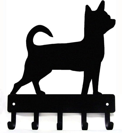 Chihuahua - Key Holder & Dog Leash Hanger for Wall - Large 9 inch Wide with 5 Hooks - Made in USA