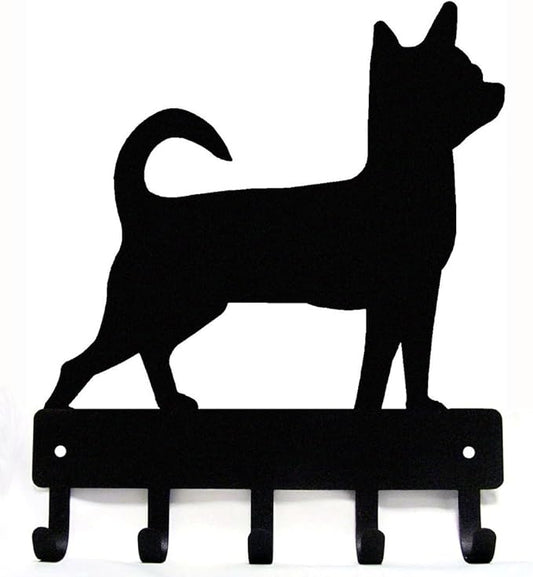 Chihuahua - Key Holder & Dog Leash Hanger for Wall - Large 9 inch Wide with 5 Hooks - Made in USA