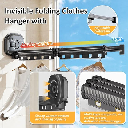 Foldable Wall Mounted Laundry Clothes Drying Rack, Space Saving Laundry Drying Rack, with 180° Swivel 220 lb Capacity, for Indoor/Outdoor Use Hanging Clothes