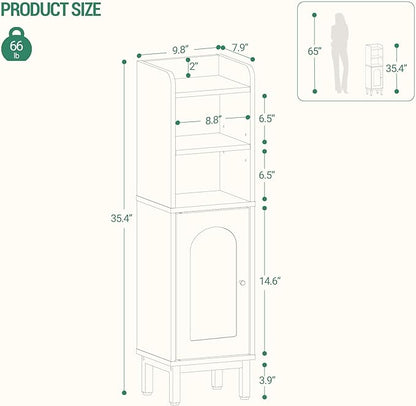 Bathroom Storage Cabinet, Small Corner Floor Cabinet with Door and Shelves, Narrow Toilet Paper Holder, Bathroom Organizer with Adjustable Shelf, for Small Spaces, Rustic Greige BC38205GV1