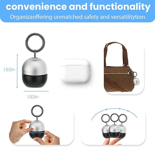 Jewelry Storage Box Case Gym Storage Jewelry Storage Box Case, Ring Organizer Container with Protective Sponge,Jewelry Care Protective Ring Holder with Keychain (YT-1-Tier Silver with Black)