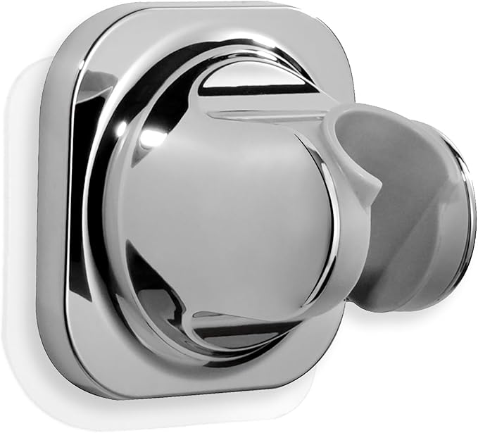 Handheld Shower Head Holder - 5 Angles Adjustable - Concealed Adhesive Mount - Screw Alternative - Bathroom Wall Mounted Shower Wand Holder ( Chrome Finish)