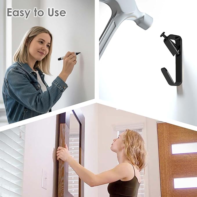 Picture Hanging Kit, Extra Thick, 100lb 50lb 30lb, Heavy Duty Plaster Wall and Drywall Large Hangers and Hooks Hardware for Painting and Frame to Hang on, 390pcs Black with Nails
