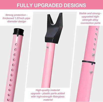 Rerishom Door Security Bar, Door Stoppers Security bar,Heavy Duty Door Lock Security Door Jammer Door Stopper for Apartment, Hotel Room,Screen Door Hardware, Gate Lock Bar(2 Pack,Pink)