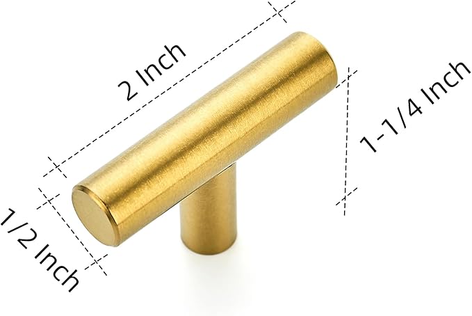 Ravinte 2'' Cabinet Handles Stainless Steel Brushed Brass Kitchen Cabinet Hardware Handles of Kitchen Cupboard Handles 15 Pack