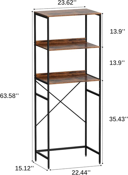 Mini Fridge Shelf Mini Fridge and Microwave Stand Over Mini Fridge Storage Rack 3 Tier Microwave and Fridge Stand Suitable for Dorm, Kitchens, Offices, Brown
