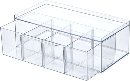 iDesign The Sarah Tanno Collection Plastic Cosmetic Drawer Organizer, Clear/White Large