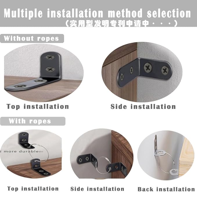 Furniture Anchors Small Aesthetic Earthquake Straps for Furniture Dresser Wall Anti-Tip Furniture Safety Anchor to Childproof and Babyproof Your Home Holds Up to 500 Pound (Black, 2 in)