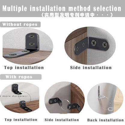 Furniture Anchors Small Aesthetic Earthquake Straps for Furniture Dresser Wall Anti-Tip Furniture Safety Anchor to Childproof and Babyproof Your Home Holds Up to 500 Pound (Black, 2 in)