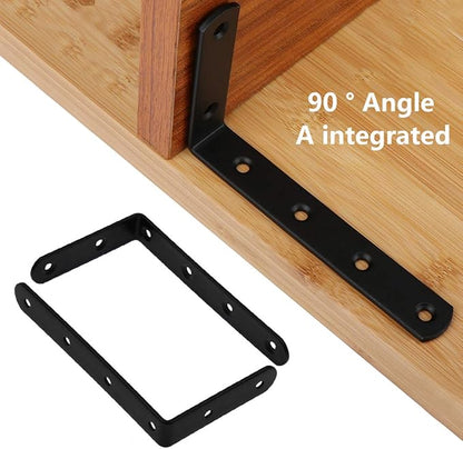 Luomorgo 16 Pcs L Shaped Brackets for Shelves - Heavy Duty Steel, Decorative Corner Brace Joint, Right Angle Wall Hanging Brackets with Screws, 5" x 3", Black