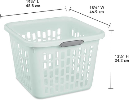 Sterilite Laundry Basket, Plastic Clothes Hamper, Large Square Bin with Comfort Grip Handles and Reinforced Rim, 1.5 Bushel Capacity, Mint, 24 Pack