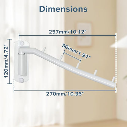 Alise Wall Mounted Drying Rack,Swivel Clothes Drying Rack Stainless Steel,Space Saving Clothes Hanger Rack,Heavty Duty Clothes Wall Drying Rack for Laundry Closet Bedroom/Bathroom,White,2 Pack
