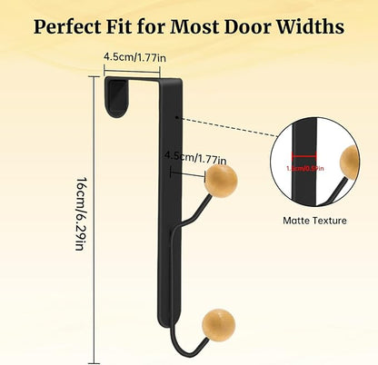 Over The Door Hooks 6 Pack,Door Hooks for Hanging Towels,Clothes,Hats,Bags,Back of Door Towel Hanger with Non-Slip Pads,Fits Doors 0.7-1.5" for Bathroom,Bedroom,Closet(Black)