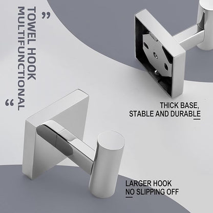 KOKOSIRI Robe Hook Bathroom Towel Coat Hooks for Bath Kitchen Wall 3 Pack Chrome Stainless Steel B1013CH-P3