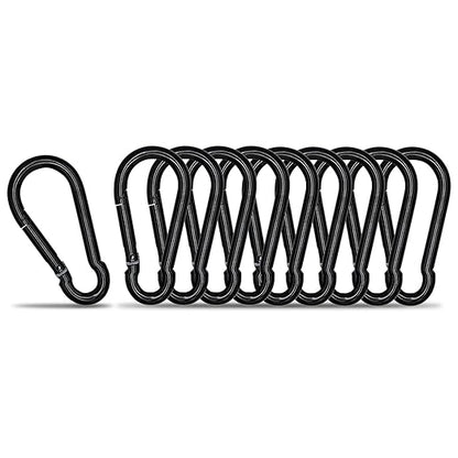 Small Carabiner Clip Hook, 2.75 inch 10 pcs Black Heavy Duty Spring Snap Hook Key Chain, Carabiners Clips for Outdoor Camping, Swing Set, Hammock, Hiking Travel, Fishing, Quick Link Keychain