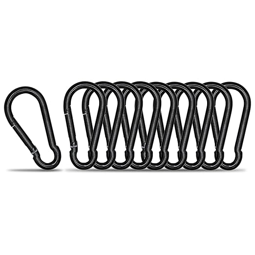 Small Carabiner Clip Hook, 1.97 inch 10 pcs Black Heavy Duty Spring Snap Hook Key Chain, Carabiners Clips for Outdoor Camping, Swing Set, Hammock, Hiking Travel, Fishing, Quick Link Keychain