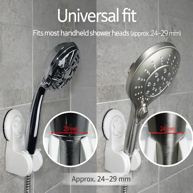 Pump&fix 45 Degrees Adjustable Handheld Shower Head Holder Suction Cup Wall Mount Bracket