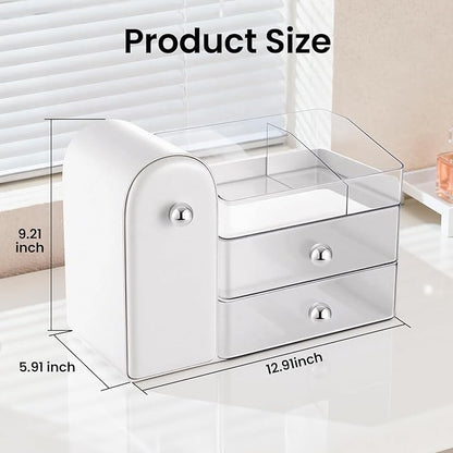 Makeup Organizer,Vanity Organizer with Makeup Brush Holder,Large Skincare Organizers and Bathroom Countertop Organizer,Storage Lipstick,Perfume,Nail Polish,Beauty,Gifts for Women
