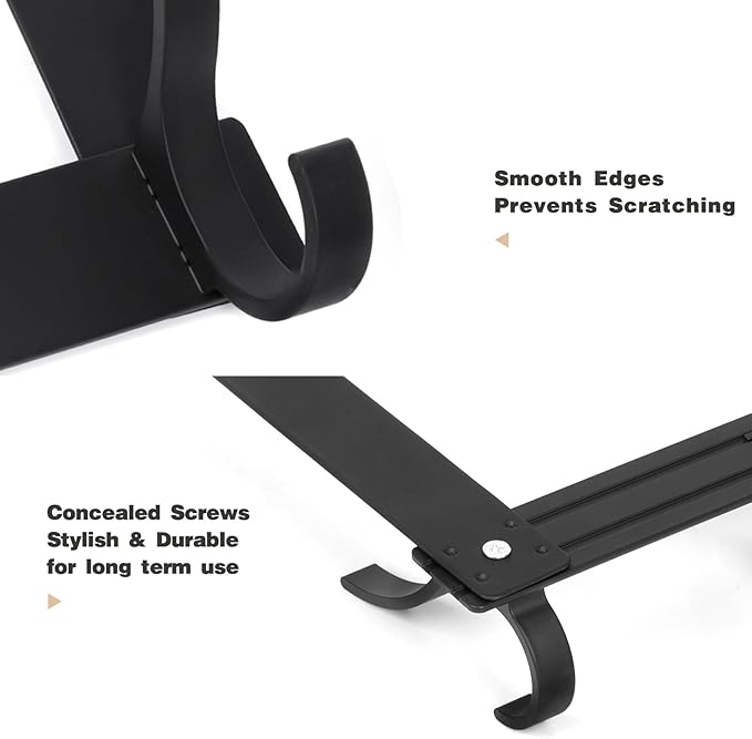 Over The Door Hooks, Door Hanger Hooks for Hanging, Over The Doors Towel Racks for Bathroom with 10 Coat Hook, Coat Rack Bathroom Accessories（2 Pack, Black）