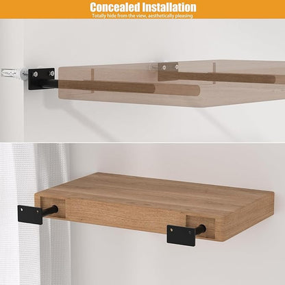 Floating Shelf Brackets, 8 inch Hidden Shelf Brackets Heavy Duty Blind Shelf Support, 150LBS Load Capacity, 6 Pack Floating Shelf Hardware for DIY Wood Wall Floating Shelves