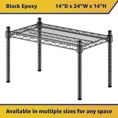 14" x 24" x 14" Black Epoxy Wire Storage Shelf, Dunnage Rack, Commercial 1 Tier Small Shelf