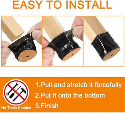 32 Pcs Chair Leg Floor Protectors for Hardwood Floors Silicone Covers to Protect Wood Tile Floors Felt Bottom Furniture Leg Caps Anti-Scratch Reduce Noise (Fit:1.3"-2")
