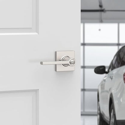 Kwikset Casey Entry Door Handle with Lock and Key, Secure Keyed Reversible Lever Exterior, for Front Entrance and Bedrooms, Satin Nickel, 10 Pack, Pick Resistant SmartKey Rekey Security and Microban