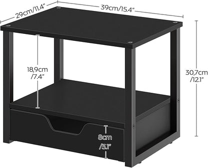 Desktop Printer Stand, 2-Tier Printer Table with Non-Woven Drawer, Multi-Purpose Desk Organizer for Home Office, Under Desk Open Organizer Shelf, Black PS01BB