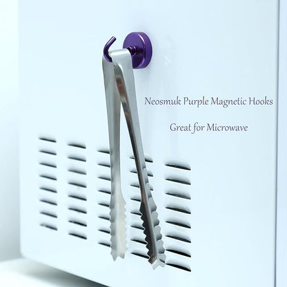 Neosmuk Magnetic Hooks, Heavy Duty 85lb+ Strong Magnet Hook for Cruise Cabins, Cruise Ship Essentials for Hanging, Metal Wall Refrigerator Hangers (Purple, 10 Pack)