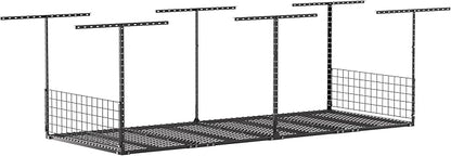 Garage Ceiling Storage Racks with Side Panels, Overhead Garage Storage Rack, Adjustable Height 22-42 Inches, Sturdy Carbon-Steel, 600lbs Weight Rating, Black