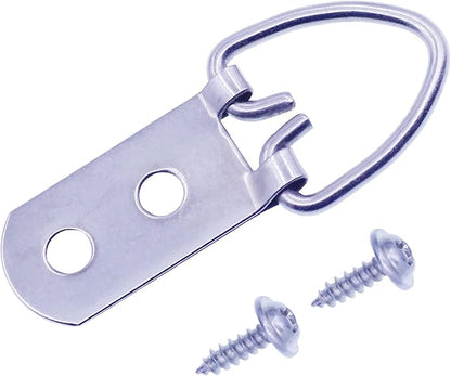 Heavy Duty D-Ring Picture Hangers with Screws, 30 Pcs Large Wide D Ring Picture Hanging Hardware, 2 Holes Picture Hooks for Mirror, Clock, Decoration, Paintings, Artwork Picture Frame
