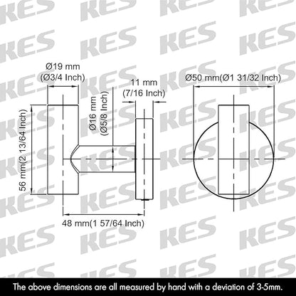 KES SUS 304 Stainless Steel Coat Hook Towel Robe Clothes Hook for Bath Kitchen Garage Heavy Duty Wall Mounted, Polished Finish 2 Pack, A2164-P2