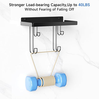 Ironing Board Holder Wall Mounted, Black Iron Holder for Laundry Room, Metal Iron Board Wall Hanger with Storage Shelf, Ironing Board Hooks for Laundry Room Livingroom Bathroom (Y or T Leg)