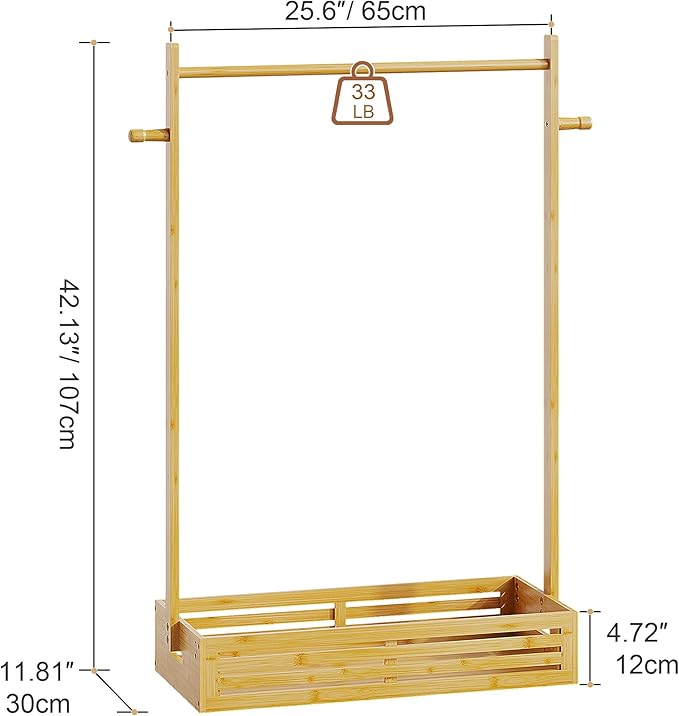 Kids Clothing Rack for Toddler, Pets Clothes Rack with Storage Box & Hanging Rod for Dogs/Cats, Baby Clothes Closet Stand for Nursery Room (Natural, Kids)