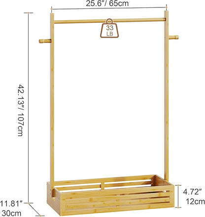 Kids Clothing Rack for Toddler, Pets Clothes Rack with Storage Box & Hanging Rod for Dogs/Cats, Baby Clothes Closet Stand for Nursery Room (Natural, Kids)