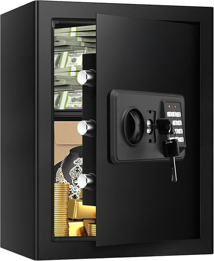 3.3 Cubic Large Fireproof Safes for Home Use, Digital Home Security Safe Box Fireproof Waterproof with Electronic Keypad and Spare Keys, Anti-theft Fire Document Safe for Money Medicine Valuables