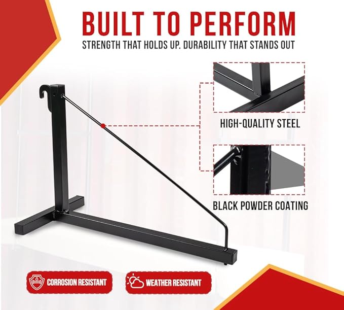 Mytee Products 2 Pack 1 Tier Shipping Container Shelving Bracket with Hooks - 16"x18", 550 lbs WLL - Black Powder Coated Steel for Heavy Duty Trailer Containers - Easy to Assemble & Remove