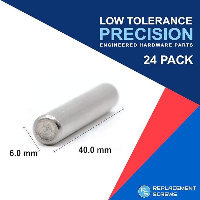 ReplacementScrews Shelf Support Dowel Pins Compatible with IKEA Part 101324 (Ivar Bookshelf) - 6x40mm - (Pack of 24)