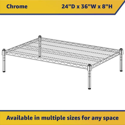 24" x 36" x 8" Chrome Wire Storage Shelf, Dunnage Rack, Commercial 1 Tier Small Shelf