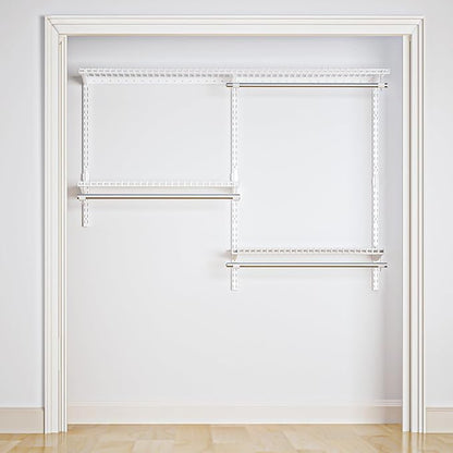 Wire Closet Organizer System, Wall Mounted 4.4 Ft. Custom Closet Kit for Bedrooms Laundry Mudroom Garage Basement, Adjustable Storage Shelves for Clothes Shoes Handbags
