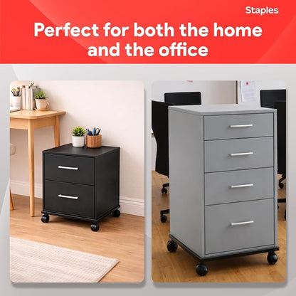 Staples Adjustable File Caddy Letter/Legal Files, Black, Heavy Duty, Fits Filing Cabinets with Wheels