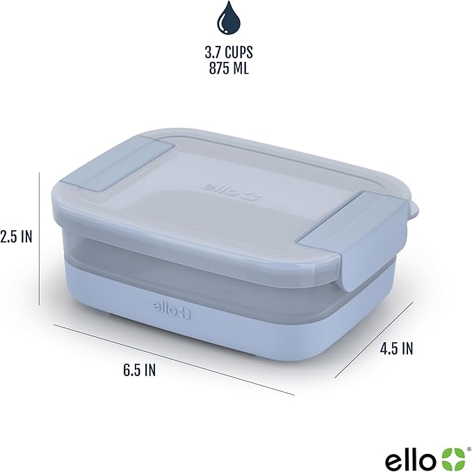 Ello Plastic 3.7 Cup Meal Prep Set 10 Pc, 5 Pack Set - BPA Free Plastic Food Storage Container with Silicone Boot and Airtight Lids, Dishwasher, Microwave, and Freezer Safe, Elderberry