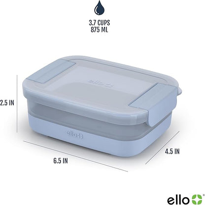 Ello Plastic 3.7 Cup Meal Prep Set 10 Pc, 5 Pack Set - BPA Free Plastic Food Storage Container with Silicone Boot and Airtight Lids, Dishwasher, Microwave, and Freezer Safe, Elderberry