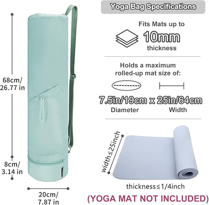 sportsnew Yoga Mat Bag, Full Zip Cargo Yoga Mat Carrier Bag with Drawstring Water Bottle Pocket and Bottom Wet Pocket, Exercise Yoga Mat Carrier Holder Multi-Functional Storage Bag Patent Pending