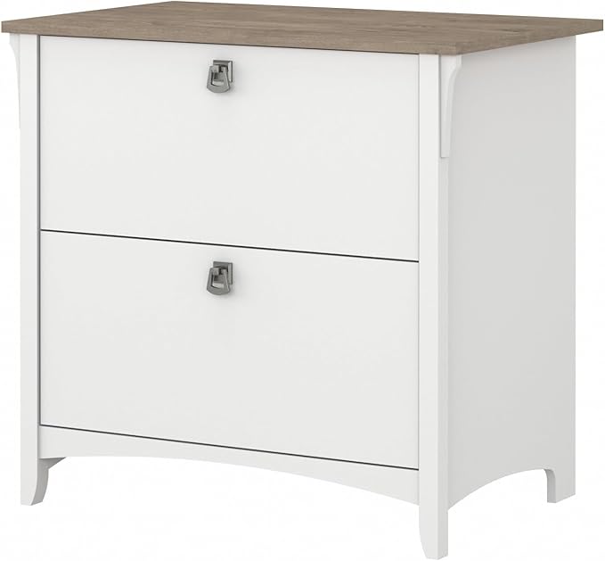 Bush Home Salinas 2 Drawer Lateral File Cabinet in Shiplap Gray and Pure White, Home Office Storage Solution, Organizer with Drawers for Workspace, Filing Unit