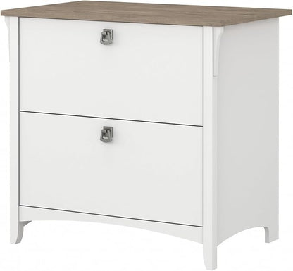 Bush Home Salinas 2 Drawer Lateral File Cabinet in Shiplap Gray and Pure White, Home Office Storage Solution, Organizer with Drawers for Workspace, Filing Unit