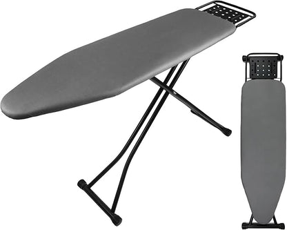 Ironing Board Full Size, Heat Resistant Cover Iron Board with Steam Rest, Ultra Thick Padding, Height Adjustable Heavy Sturdy Metal Frame Legs Ironing Stand,Non-Slip Foldable (58"x15", Square Rest)