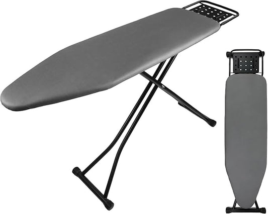 Ironing Board Full Size, Heat Resistant Cover Iron Board with Steam Rest, Ultra Thick Padding, Height Adjustable Heavy Sturdy Metal Frame Legs Ironing Stand,Non-Slip Foldable (58"x15", Square Rest)